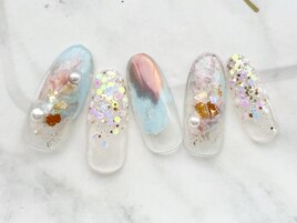 塗りかけネイル×シェル