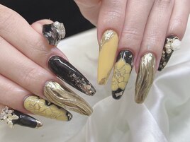 和柄　成人式　スカルプ　手描き