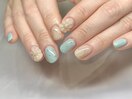 ぷっくりお花とニュアンスネイル