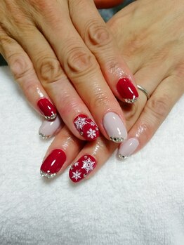 チアネイルズ(Chia nails)/雪の結晶☆レッド☆