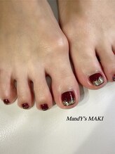 マンディーズ(MandY's)/フットネイル/ボルドー/シンプル