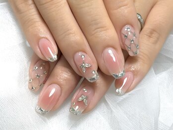 チークガラスフレンチネイル♪