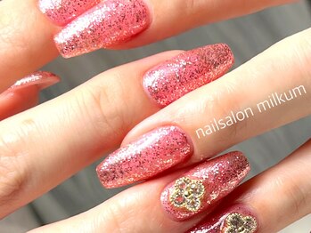 nailsalon milkum/フラッシュワンカラー+パーツ