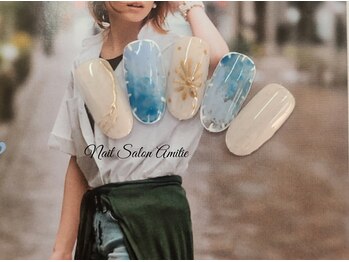 フラワーデニムネイル*.。