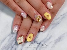 ネイルアトリエルカ(nail atelier LUCA)/W-291 大人可愛い向日葵ネイル