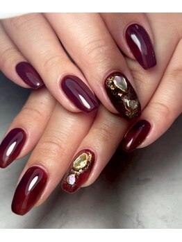 ボルドー/秋ネイル/ニュアンス