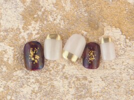 秋ハーフミラーネイル　¥7480