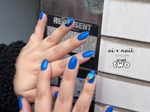 アイネイルトゥー 小倉(ai nail two)/ブルーネイル＋追加ストーン