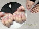 クリアブルーで涼し気ネイル