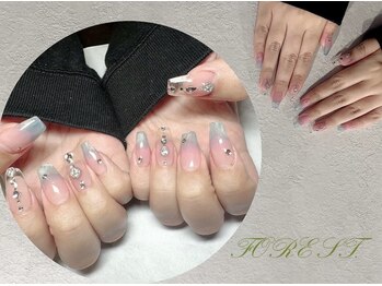 フォレスト(FOREST Hair&Nail)/クリアブルーで涼し気ネイル