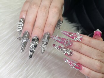 エムネイル(M-Nail)/★ピンク×ブラックネイル★