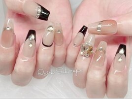 黒フレンチ×マーブルデザイン＊