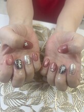 くすみピンクレオパード