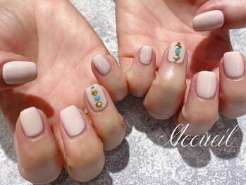 アクイユ 銀座店(ACCUEIL)/ピンクベージュ×ターコイズ