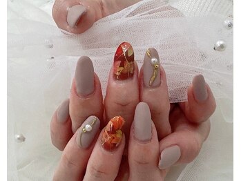 ジェー エス シー ネイル(J.S.C.nail)/紅葉風ネイル/マットネイル