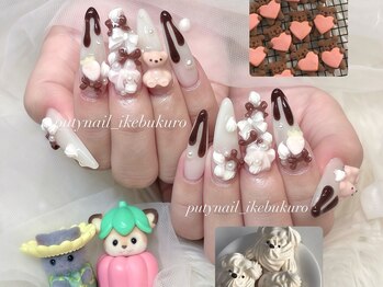 リボン×バレンタインネイル