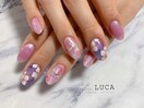 W-690 大人ピンク紫陽花ネイル