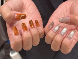 べっ甲×マグネットネイル