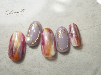 ネイルクローゼット(Nail Closet)/２月 Design　カラフルマーブル