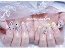 フレンチストーン花柄ネイル
