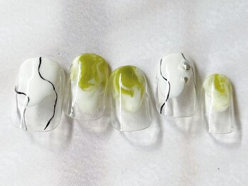 アイネイルズ 梅田店(I nails)/うねうねシンプルグリーン¥7700