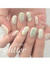 ネイルサロン グリッター(NAIL SALON glitter)/グリーン大人ネイル
