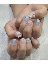 エクラン(Ecrin)/水色×キティちゃんパーツネイル