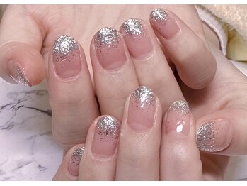 うる艶シルバーラメグラデ