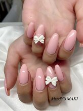 マンディーズ(MandY's)/ピンク/ワンカラー/リボン