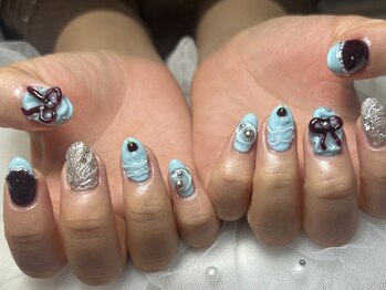ジョアネイル(JOA Nail)/アートやり放題/ぷっくり/リボン