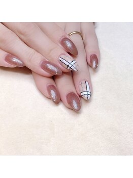 ピオニーネイル(peony nail)/チェックネイル