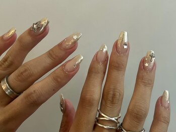 ジェミーネイル シンジュク(Jemiy nail shinjuku)/【Saki】シルバーミラーグラデ星
