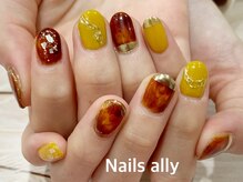 ネイルズアリー 立川店(Nails ally)/べっこう×マスタードカラー
