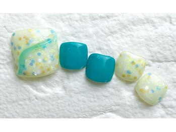 ビューティーネイルサロン クリアーズ(Clears)/カラフルホロフットジェルネイル