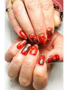 チヒロネイル/燃える孔雀ネイル