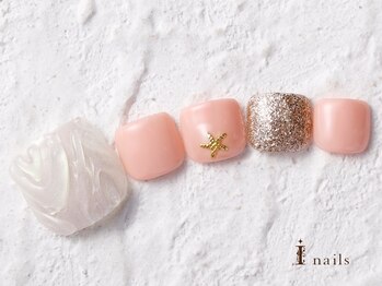 アイネイルズ 横浜WEST店(I-nails)/オーロラぷくぷフット8480円