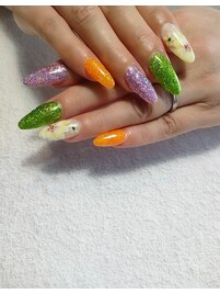 ラメワンカラー＋向日葵