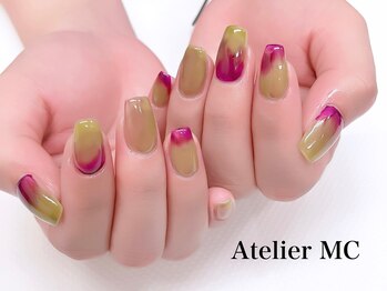 アトリエ エムシー 新富町(Atelier MC)/マーブルネイル#ぶどうカラー