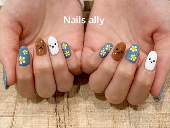 ネイルズアリー 立川店(Nails ally)/キャラクター×フラワーネイル