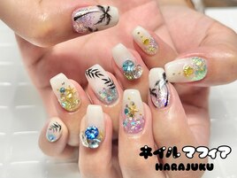 夏/海/リゾート/ヤシの木ネイル