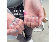 ポポ 上通り店(POPO)/pink×blue cheek nail