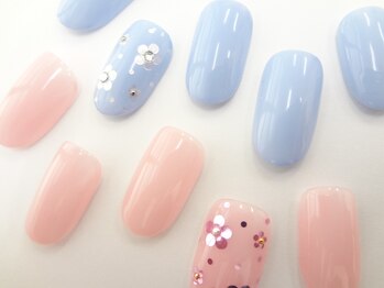 ネイルサロン クイール 小山店(NAIL SALON QUILL)/春色ワンカラー×ホログラム