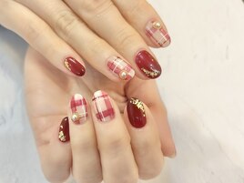 ボルドーチェックネイル