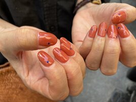 青ドット×オレンジ