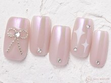 ネイルメゾン 池袋店(NAIL MAISON)/ミラーグラデリボン￥1550