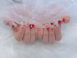 赤ハートネイル