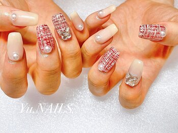 ユーネイルズ 恵比寿(Yu.NAILS.)/秋冬◎ツイードネイル◎蝶々