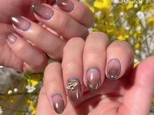 スリーネイルプラスアイラッシュ(Threee Nail+Eyelash)/ミラーグラデーションネイル