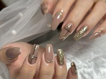 リノ(Lino)/ブラウンちぇっくネイル