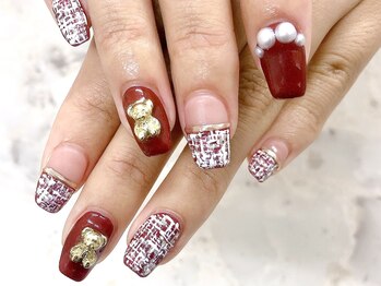 ドナ シェリダ(Dona Cherida)/ツイードネイル/赤/ボルドー